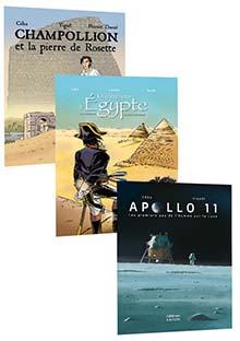 Pack de 3 bandes dessinées : Champollion, Bonaparte, Apollo 11 - À partir de 10 ans.