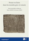 Penser en listes dans les mondes grec et romain, (Scripta antiqua 122), 2020, 332 p.