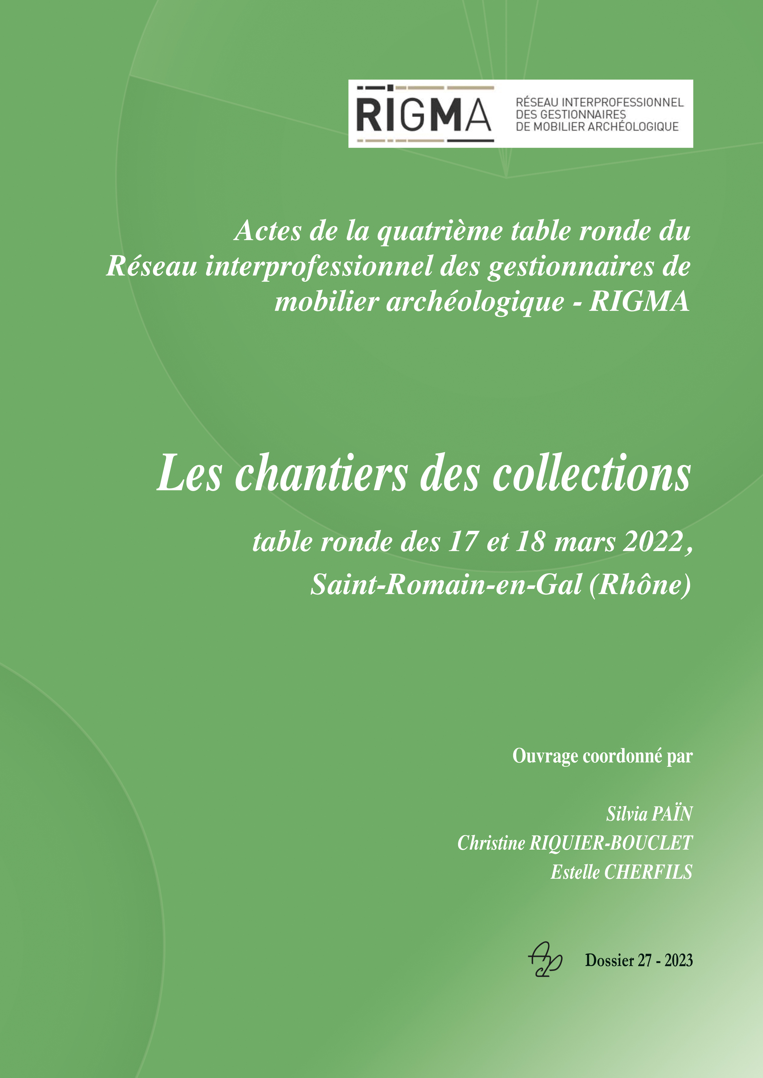 Les chantiers des collections, (actes 4e table ronde RIGMA, mars 2022), 2023, 189 p.