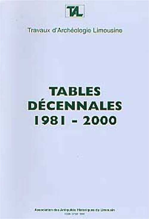 Edition des tables décennales de la revue, 1981-2000, 2001.