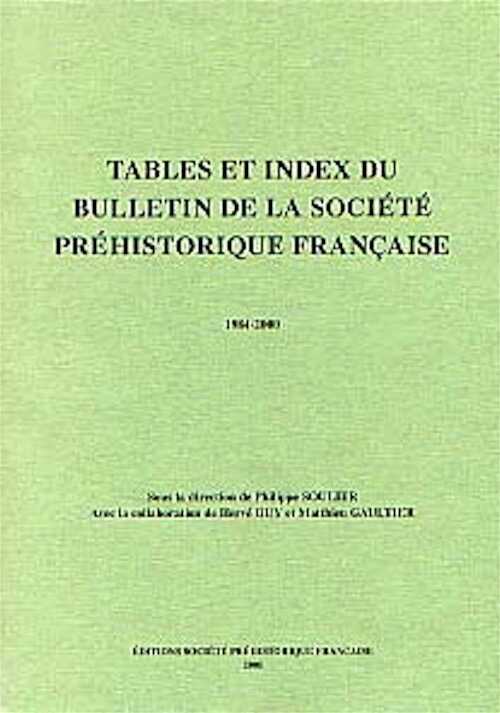 Tables et index de la Société Préhistorique Française. Index de mise à jour 1984-2000, 1 vol. et un CD Rom de recherche, 2002.