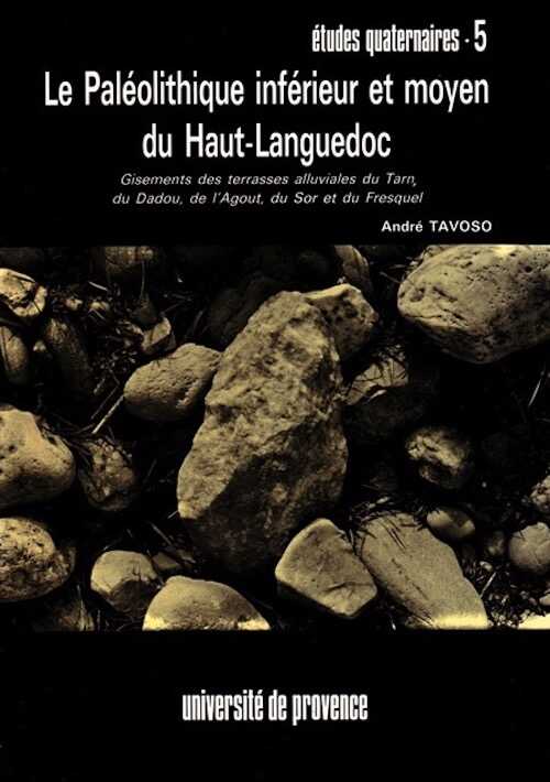 Le Paléolitique Inférieur et moyen du Haut-Languedoc. Gisements des terrasses alluviales du Tarn, du Dadou, de l'Agout, du Sor et du Fresquel, 1978, 404 p.