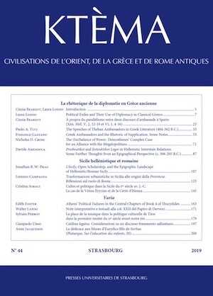 44, 2019. La rhétorique de la diplomatie en Grèce ancienne.